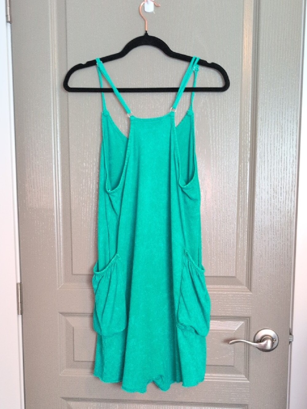 Teal Sleeveless Terry Cloth Romper - Picture 5 of 5